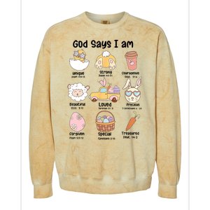 Retro God Says I Am Christian Jesus Happy Easter Day Bunny Colorblast Crewneck Sweatshirt