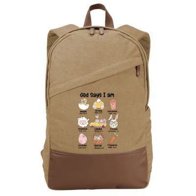 Retro God Says I Am Christian Jesus Happy Easter Day Bunny Cotton Canvas Backpack