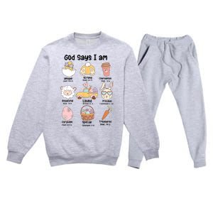 Retro God Says I Am Christian Jesus Happy Easter Day Bunny Premium Crewneck Sweatsuit Set