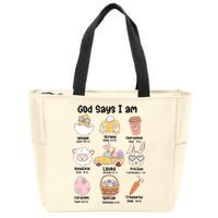 Retro God Says I Am Christian Jesus Happy Easter Day Bunny Zip Tote Bag