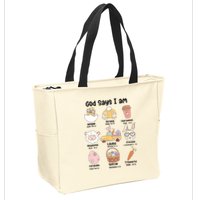 Retro God Says I Am Christian Jesus Happy Easter Day Bunny Zip Tote Bag
