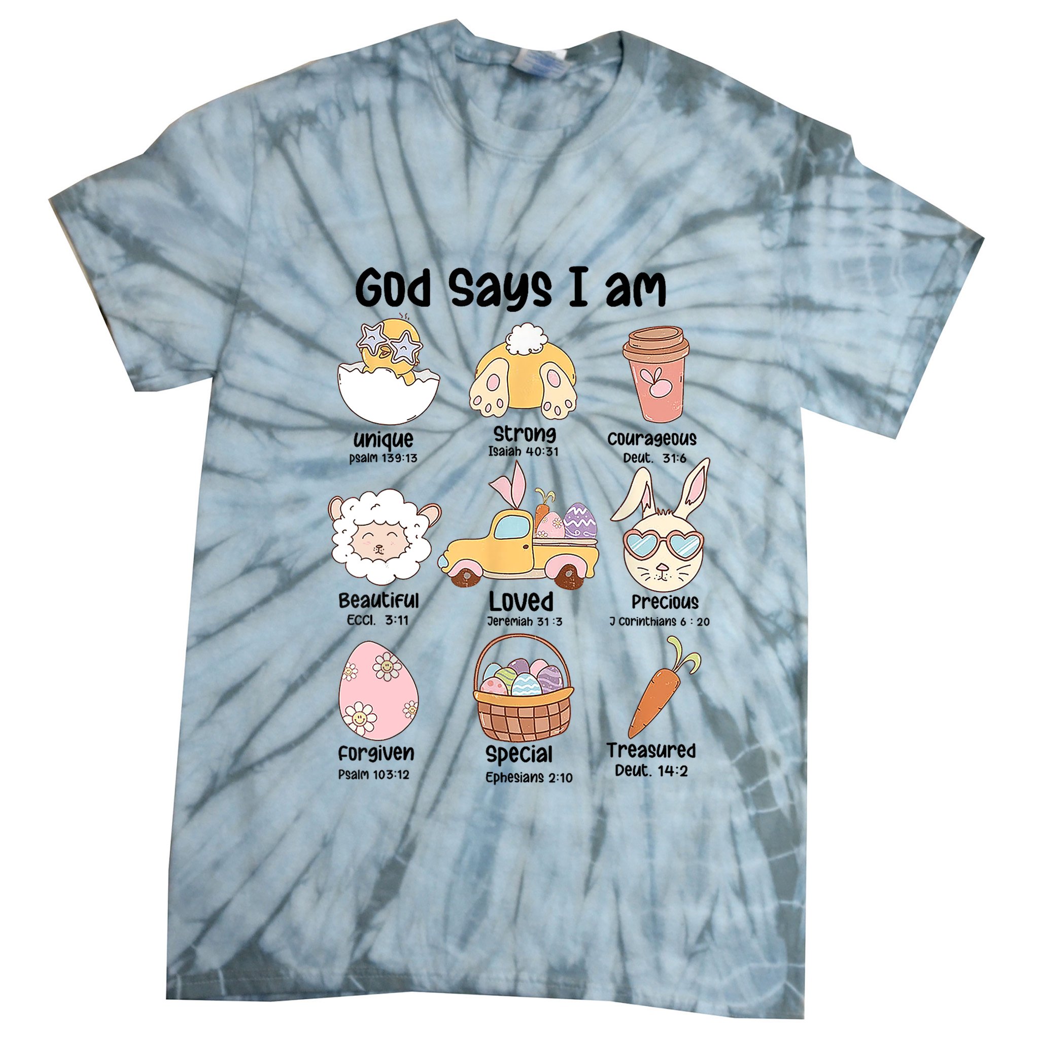 Retro God Says I Am Christian Jesus Happy Easter Day Bunny Tie-Dye T-Shirt
