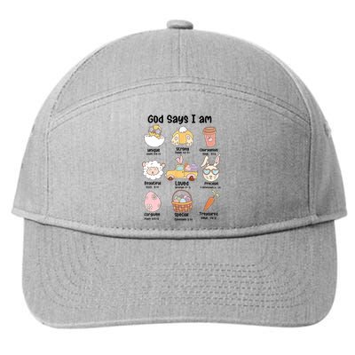 Retro God Says I Am Christian Jesus Happy Easter Day Bunny 7-Panel Snapback Hat