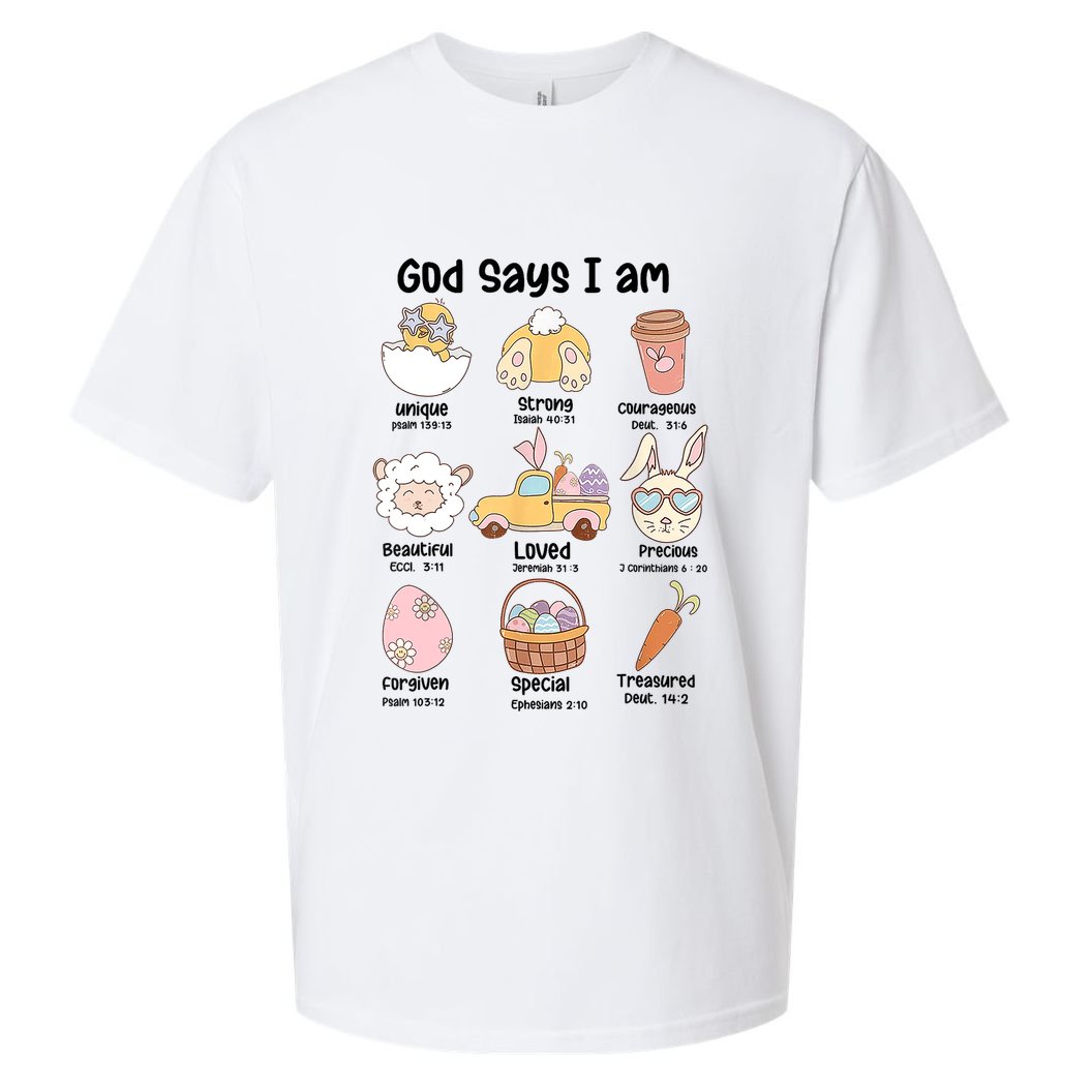 Retro God Says I Am Christian Jesus Happy Easter Day Bunny Sueded Cloud Jersey T-Shirt