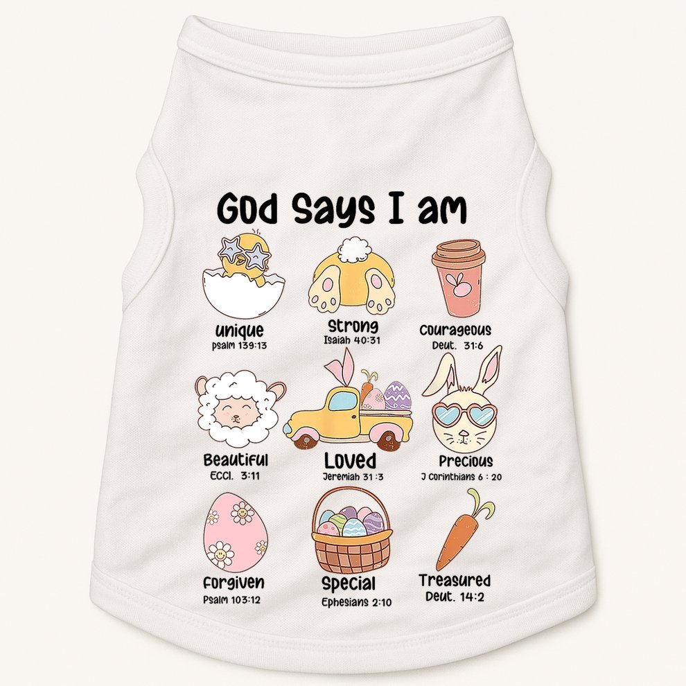 Retro God Says I Am Christian Jesus Happy Easter Day Bunny Doggie Tank