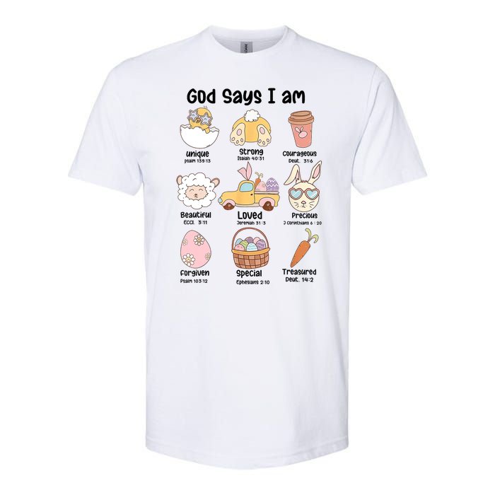 Retro God Says I Am Christian Jesus Happy Easter Day Bunny Softstyle CVC T-Shirt