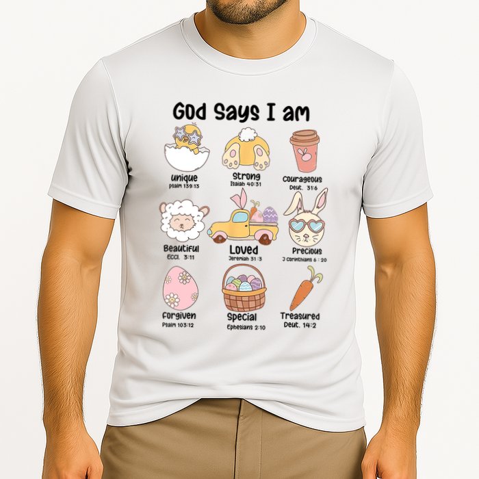 Retro God Says I Am Christian Jesus Happy Easter Day Bunny Cooling Performance Crew T-Shirt