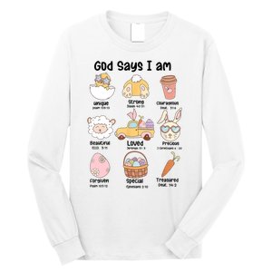 Retro God Says I Am Christian Jesus Happy Easter Day Bunny Long Sleeve Shirt