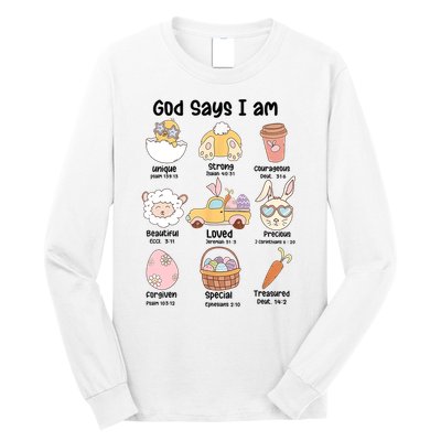 Retro God Says I Am Christian Jesus Happy Easter Day Bunny Long Sleeve Shirt