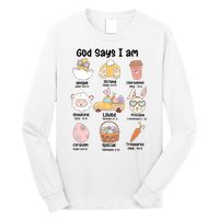 Retro God Says I Am Christian Jesus Happy Easter Day Bunny Long Sleeve Shirt