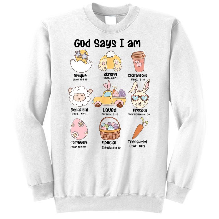 Retro God Says I Am Christian Jesus Happy Easter Day Bunny Sweatshirt