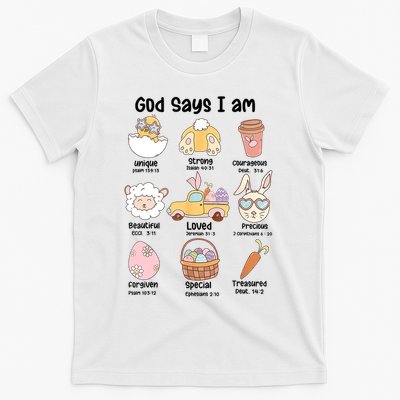 Retro God Says I Am Christian Jesus Happy Easter Day Bunny T-Shirt