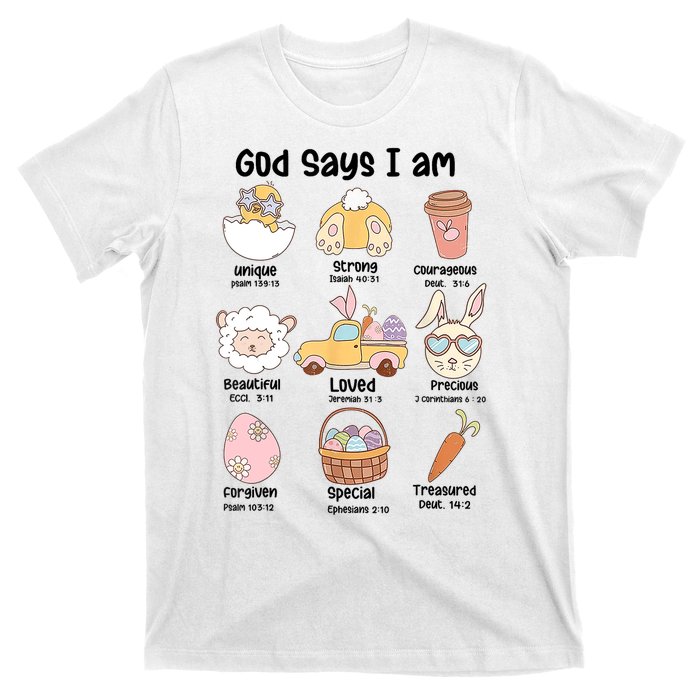 Retro God Says I Am Christian Jesus Happy Easter Day Bunny T-Shirt