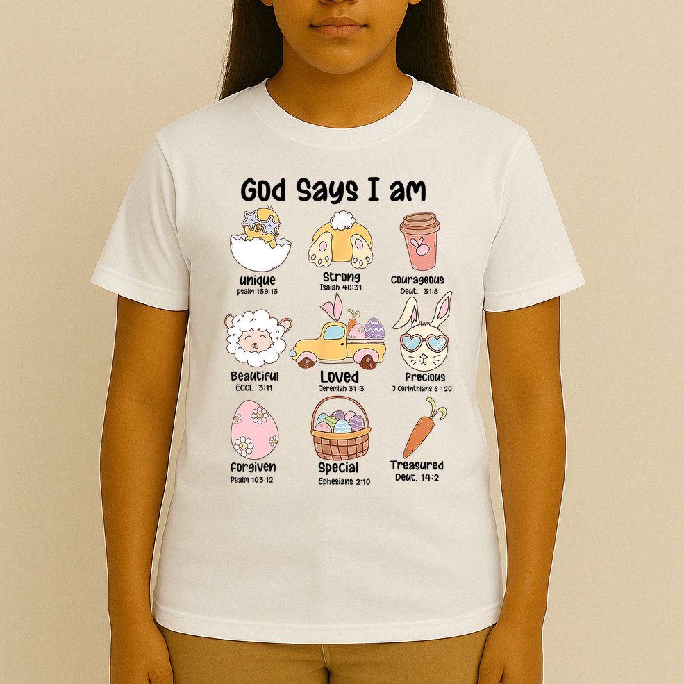 Retro God Says I Am Christian Jesus Happy Easter Day Bunny T-Shirt