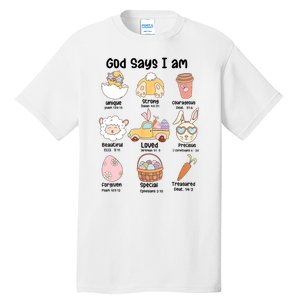 Retro God Says I Am Christian Jesus Happy Easter Day Bunny Tall T-Shirt