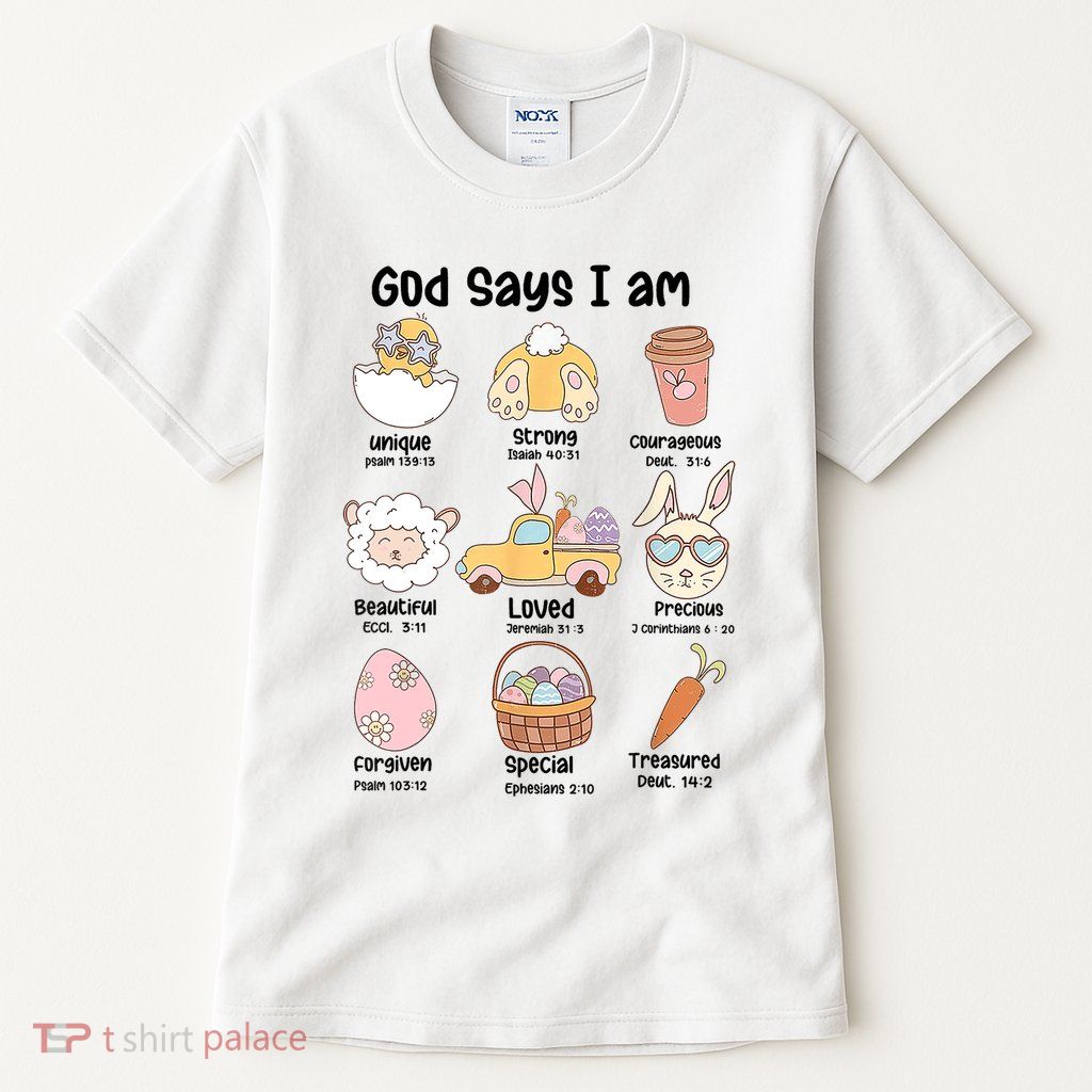 Retro God Says I Am Christian Jesus Happy Easter Day Bunny Tall T-Shirt
