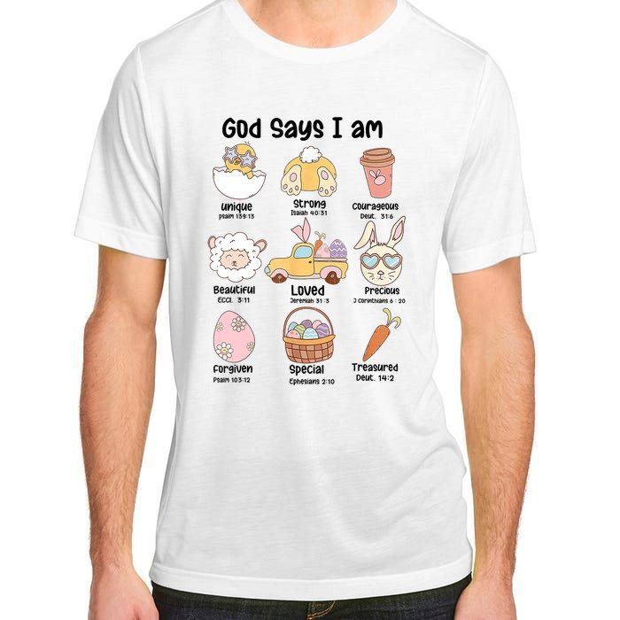 Retro God Says I Am Christian Jesus Happy Easter Day Bunny Adult ChromaSoft Performance T-Shirt