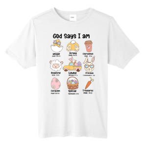 Retro God Says I Am Christian Jesus Happy Easter Day Bunny Tall Fusion ChromaSoft Performance T-Shirt