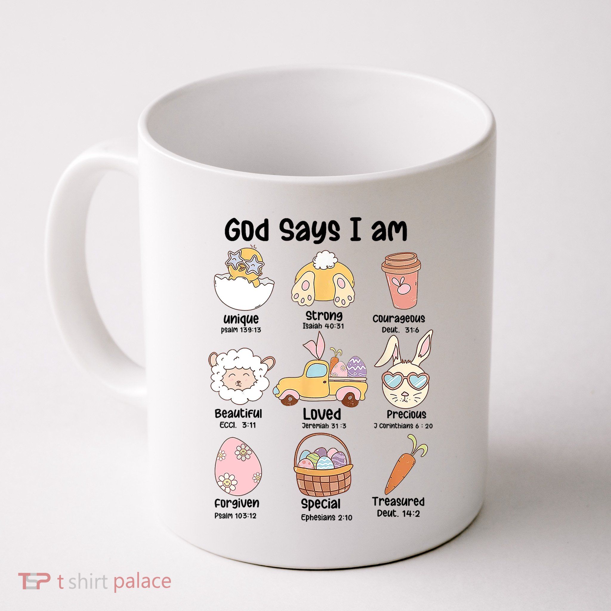 Retro God Says I Am Christian Jesus Happy Easter Day Bunny Mug