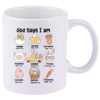 Retro God Says I Am Christian Jesus Happy Easter Day Bunny 11oz C Handle Ceramic Mug