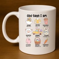 Retro God Says I Am Christian Jesus Happy Easter Day Bunny 11oz C Handle Ceramic Mug
