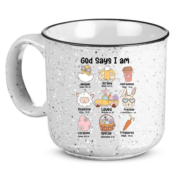 Retro God Says I Am Christian Jesus Happy Easter Day Bunny 15oz Campfire Ceramic Mug