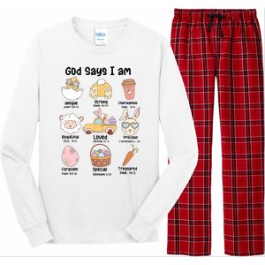 Retro God Says I Am Christian Jesus Happy Easter Day Bunny Long Sleeve Pajama Set