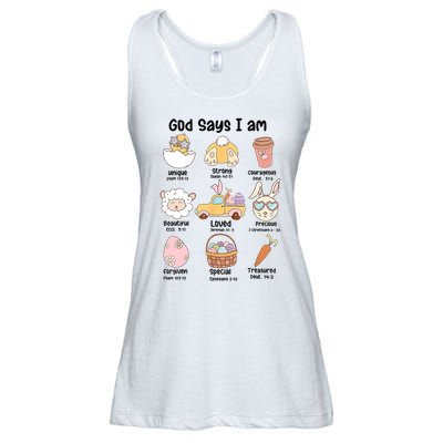 Retro God Says I Am Christian Jesus Happy Easter Day Bunny Ladies Essential Flowy Tank