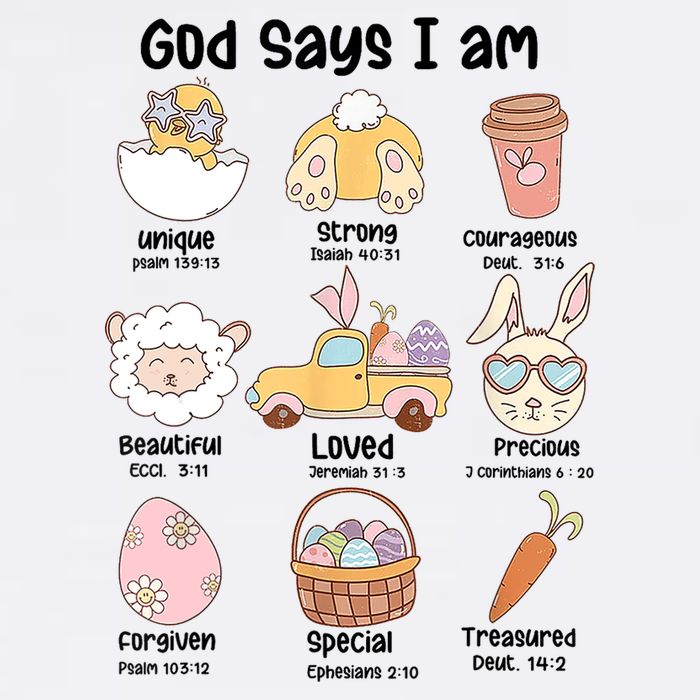 Retro God Says I Am Christian Jesus Happy Easter Day Bunny Flat Bill Trucker Hat
