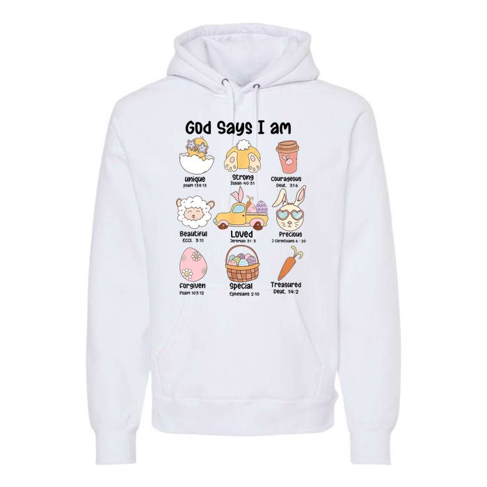 Retro God Says I Am Christian Jesus Happy Easter Day Bunny Premium Hoodie