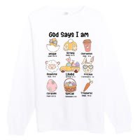 Retro God Says I Am Christian Jesus Happy Easter Day Bunny Premium Crewneck Sweatshirt