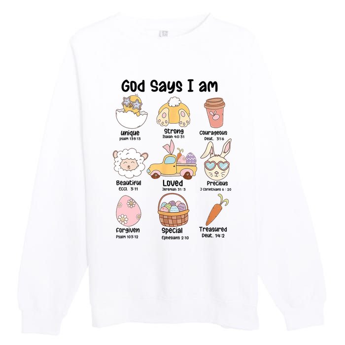 Retro God Says I Am Christian Jesus Happy Easter Day Bunny Premium Crewneck Sweatshirt