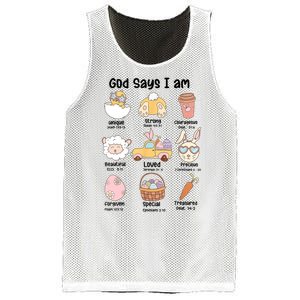 Retro God Says I Am Christian Jesus Happy Easter Day Bunny Mesh Reversible Basketball Jersey Tank