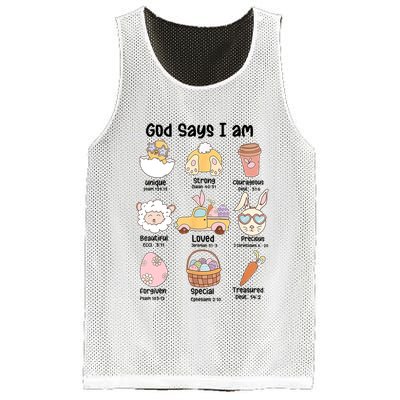 Retro God Says I Am Christian Jesus Happy Easter Day Bunny Mesh Reversible Basketball Jersey Tank