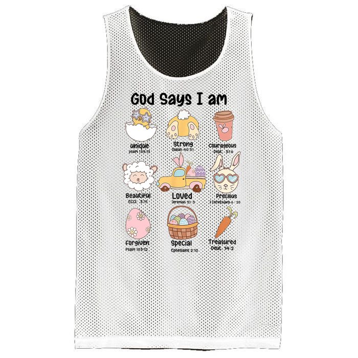 Retro God Says I Am Christian Jesus Happy Easter Day Bunny Mesh Reversible Basketball Jersey Tank