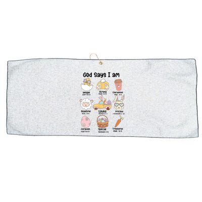 Retro God Says I Am Christian Jesus Happy Easter Day Bunny Large Microfiber Waffle Golf Towel