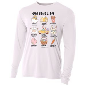 Retro God Says I Am Christian Jesus Happy Easter Day Bunny Cooling Performance Long Sleeve Crew