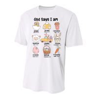 Retro God Says I Am Christian Jesus Happy Easter Day Bunny Performance Sprint T-Shirt