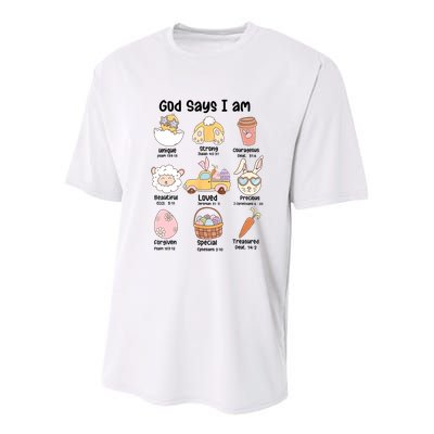 Retro God Says I Am Christian Jesus Happy Easter Day Bunny Youth Performance Sprint T-Shirt