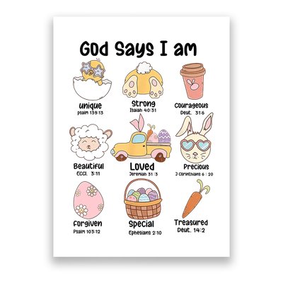Retro God Says I Am Christian Jesus Happy Easter Day Bunny Poster