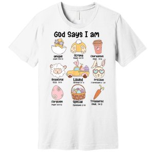 Retro God Says I Am Christian Jesus Happy Easter Day Bunny Premium T-Shirt