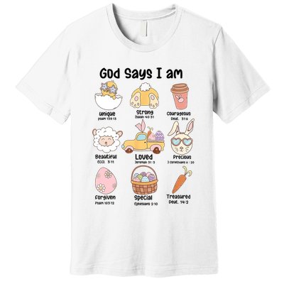 Retro God Says I Am Christian Jesus Happy Easter Day Bunny Premium T-Shirt