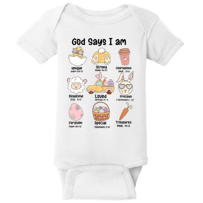 Retro God Says I Am Christian Jesus Happy Easter Day Bunny Baby Bodysuit