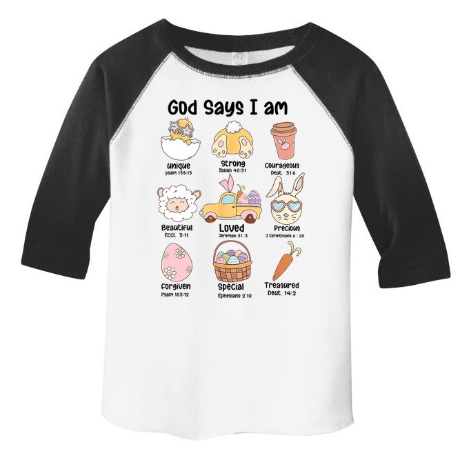 Retro God Says I Am Christian Jesus Happy Easter Day Bunny Toddler Fine Jersey T-Shirt