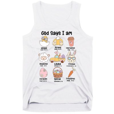 Retro God Says I Am Christian Jesus Happy Easter Day Bunny Tank Top