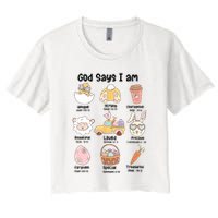 Retro God Says I Am Christian Jesus Happy Easter Day Bunny Women's Crop Top Tee