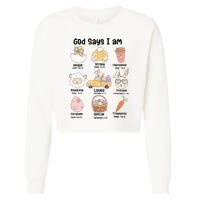 Retro God Says I Am Christian Jesus Happy Easter Day Bunny Cropped Pullover Crew