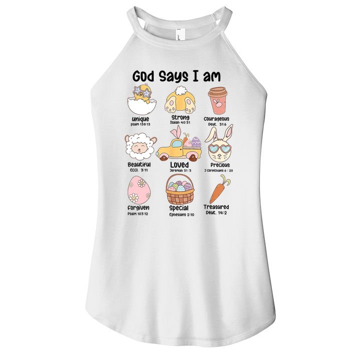 Retro God Says I Am Christian Jesus Happy Easter Day Bunny Women's Perfect Tri Rocker Tank