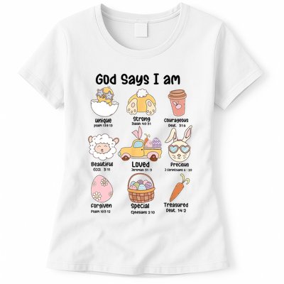 Retro God Says I Am Christian Jesus Happy Easter Day Bunny Womens T-Shirt