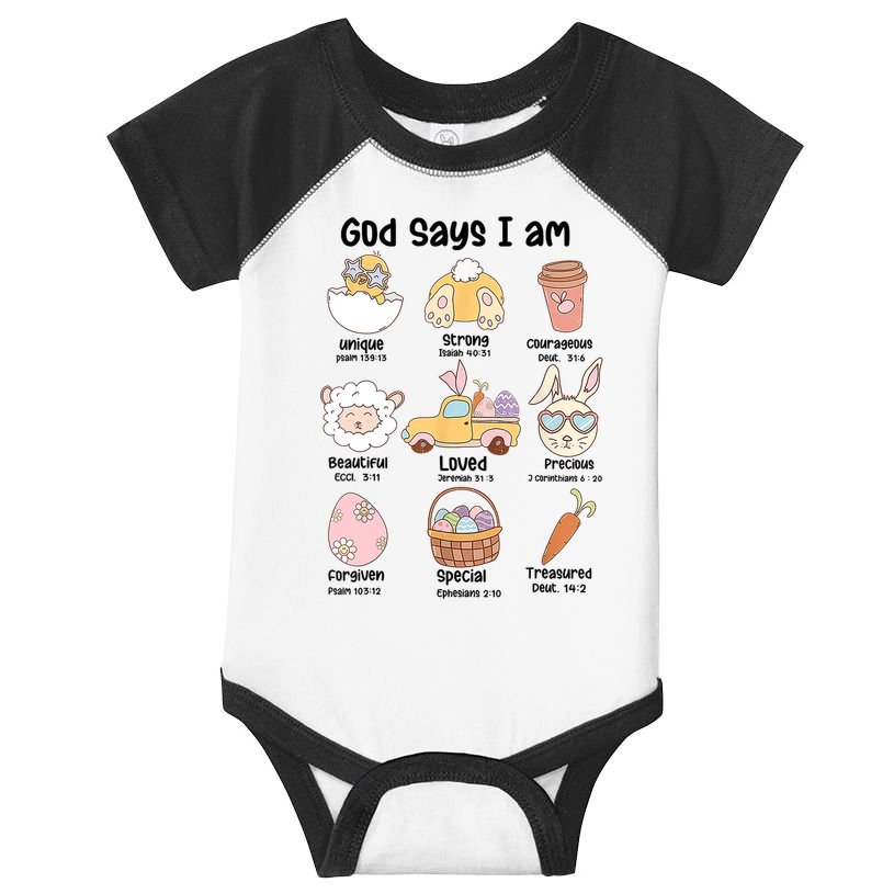 Retro God Says I Am Christian Jesus Happy Easter Day Bunny Infant Baby Jersey Bodysuit